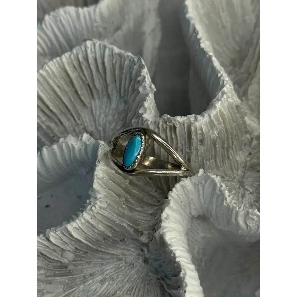 925 Sterling Silver Turquoise Ring Size 5.5 - Picture 3 of 5